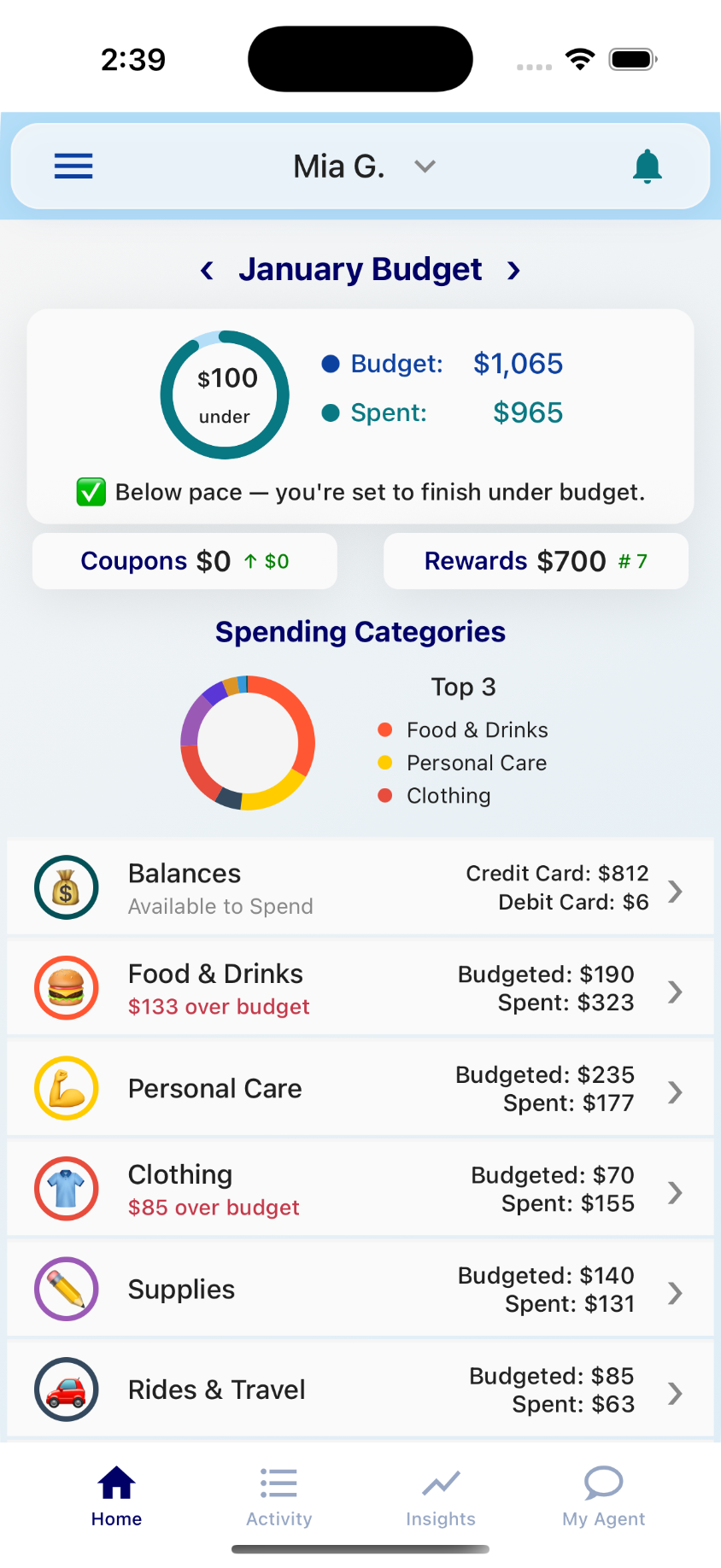 FamFi app home screen